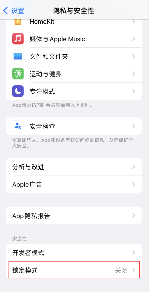 定兴苹果手机维修分享iOS 16 “锁定模式”是什么 