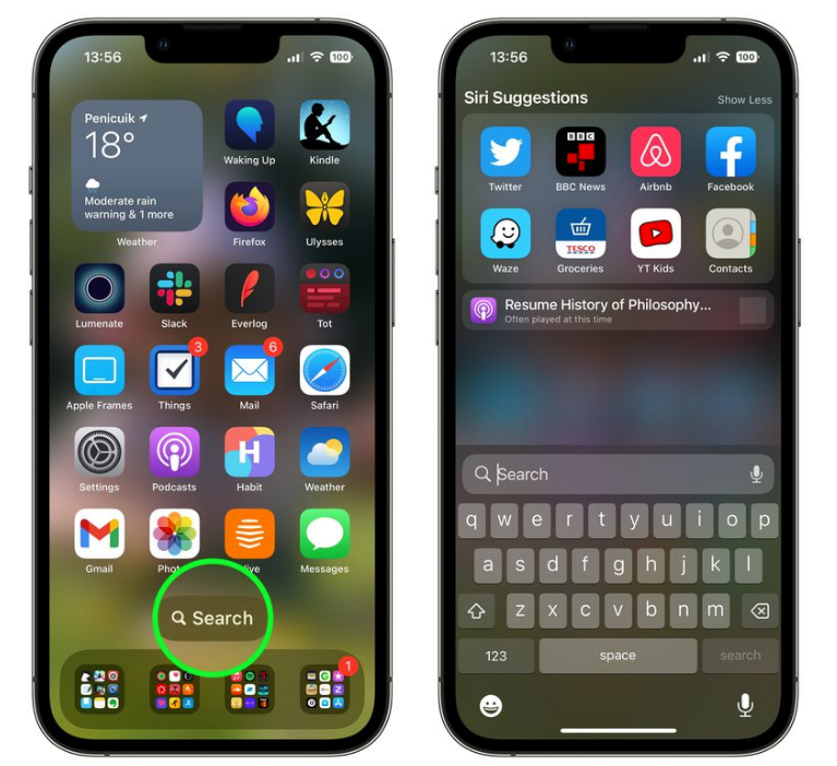 定兴苹果手机维修分享升级到 iOS 16 后，如何删除主屏幕上的搜索按钮 